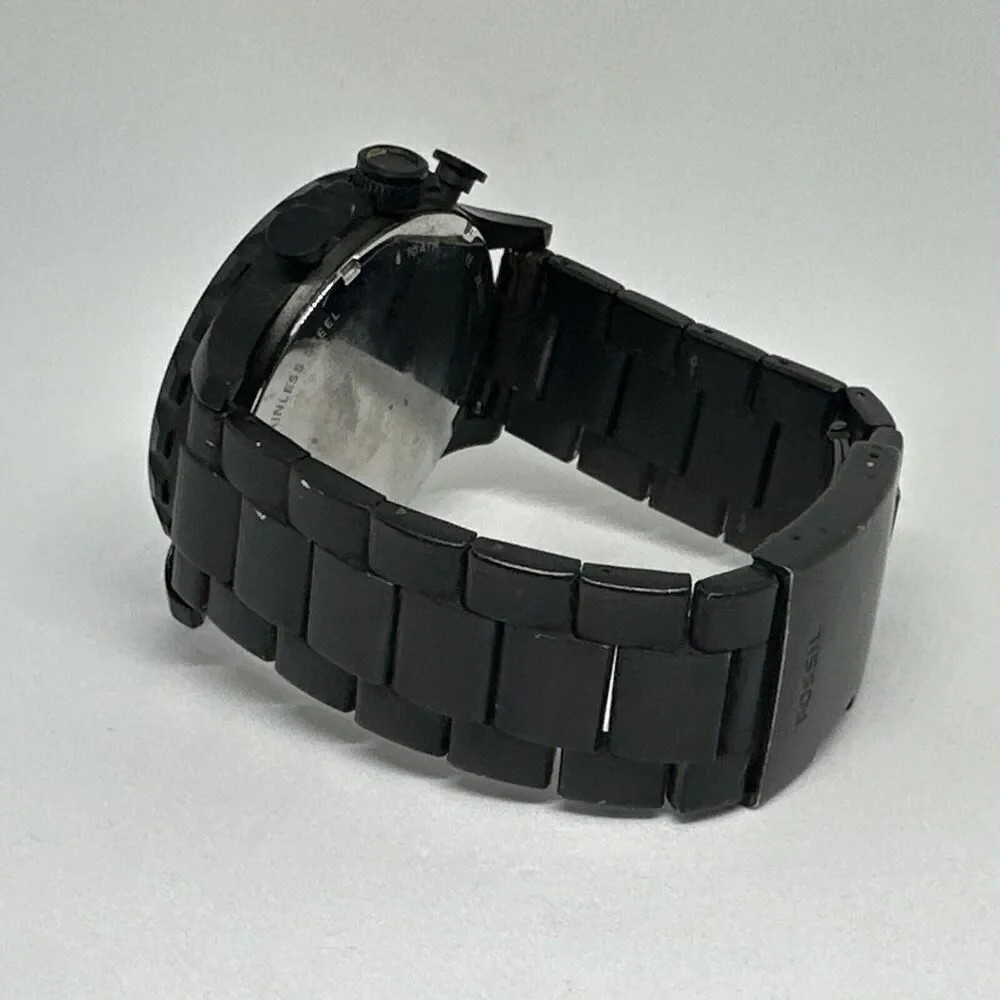 Fossil JR1523 Men's Black Stainless Steel Analog Dial Chronograph Watch HME355